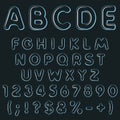 Alphabet, letters, numbers and signs from transparent air, inflatable balloons. Isolated vector objects.